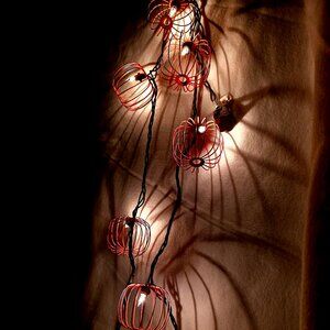 Vintage Halloween Spooky Pumpkin Wire Lights Unique Horror Decor Collectible